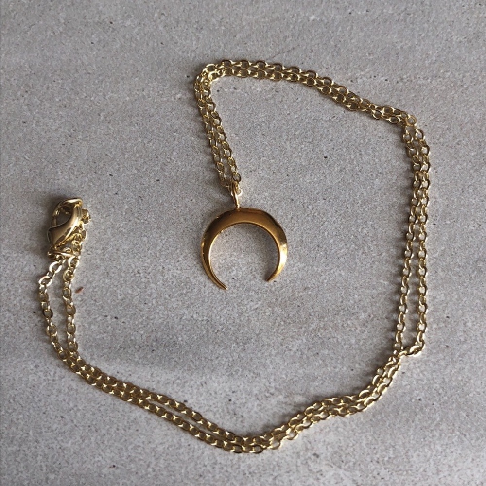 Gold Crescent Moon Charm Necklace 🌙 - Picture 3 of 5
